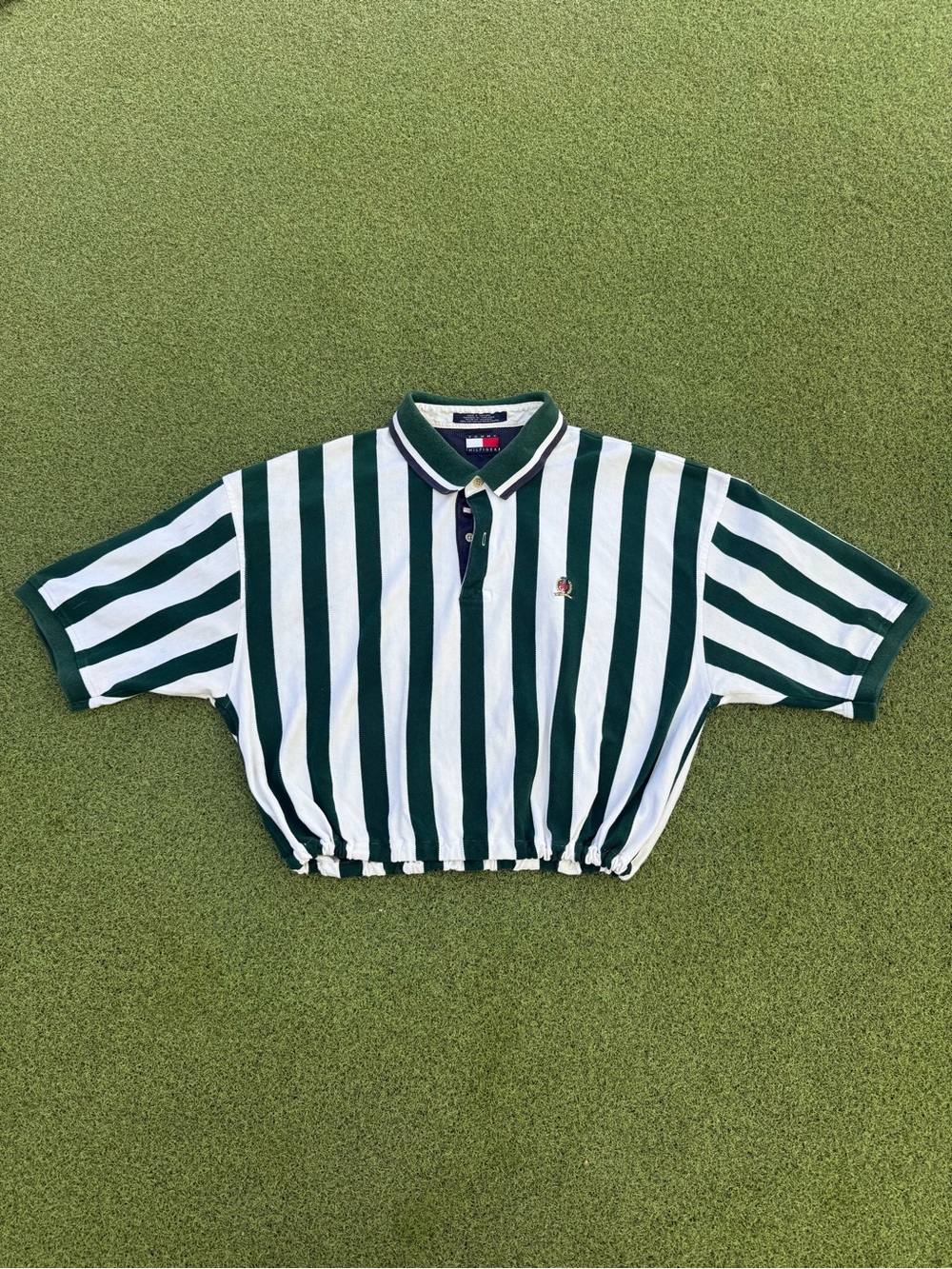 VINTAGE 2000s RARE PREPPY TOMMY HILFIGER STRIPED SPORTY BEACHWEAR POLO TEE